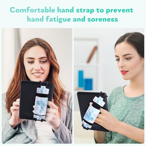 Secure Hand Strap for Kindle and Tablet - High Elasticity Finger Grip Holder Accessories for 6-8 Inches E-Book Tablet. - color: Green Marble