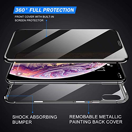 Magnetic Titanium for iPhone 14 Plus Privacy Screen Case Full Body Cover - color: Black Titanium, size: iPhone 14 Plus