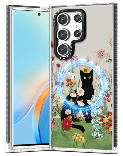 Toycamp for Samsung Galaxy S25 Ultra Case - Compatible with MagSafe Women Cute Girls Phone Cover Magnetic with Shockproof Protective Girly Kawaii Designer for Samsung S25 Ultra Case, Cat Flower - color: Cat, size: for Samsung Galaxy S25 Ultra