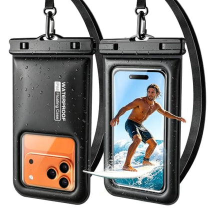 PEDVSTY Floating Waterproof Phone Pouch 2 Pack, Up to 7.5", Case Friendly | IP68 Waterproof Phone Case,Dry Bag for iPhone Galaxy,Beach/Cruise/Travel/Camping/Kayak/Vacation Essentials - size: Large (Up to 7.5")