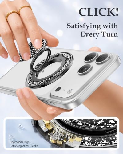 SYNCWIRE for MagSafe Phone Grip, Sparkly Magnetic Phone Ring Holder - color: Glitter Black