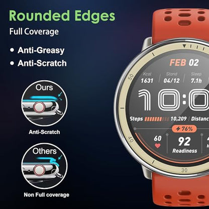 Compatible for Amazfit Active 2 screen protector, Anti-Scratch 3D Full Screen Coverage flim, Case Friendly, HD Ultra, 3 PACK - size: Amazfit Active 2