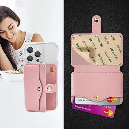 Phone Wallet Stick on for Cases Small Wallet for Women with Adhesive - color: Baby Pink