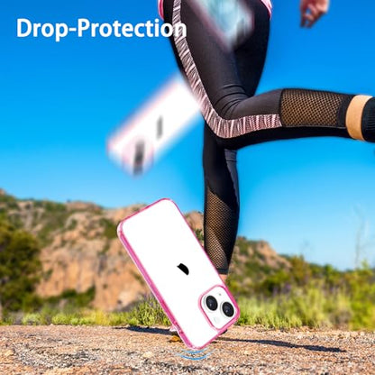 JJGoo Compatiable with iPhone 14 Case Clear, Transparent Shockproof Phone Case, Slim Anti-Scratch Hard PC Back Protective Cover Bumper, Transparent Pink - color: Transparent Pink