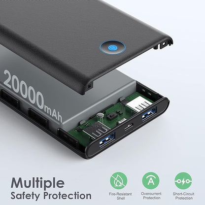 [2-Pack] Portable Charger Power Bank 20000mAh,Ultra Slim Fast Charging Battery Pack with Dual USB Outputs,Travel Essential Portable Phone Charger for iPhone 18/17/16/15/14/13,Galaxy S25, Android etc