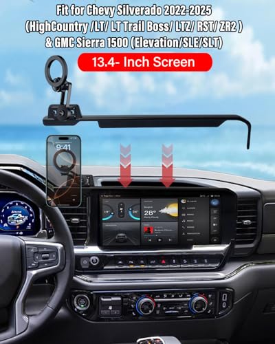 PZK Car Phone Holder for 2022-2026 Chevy Silverado/GMC Sierra 13.4'' Screen - color: Magsafe, size: Silverado/GMC Sierra 2022-2026 (Extension Rod)