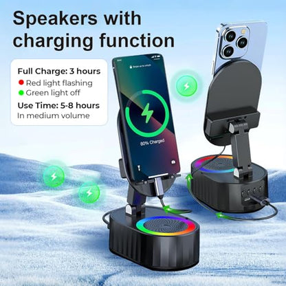 AKLLCCR Wireless Induction Bluetooth Speaker 5in1 Phone Holder Speaker - color: Black
