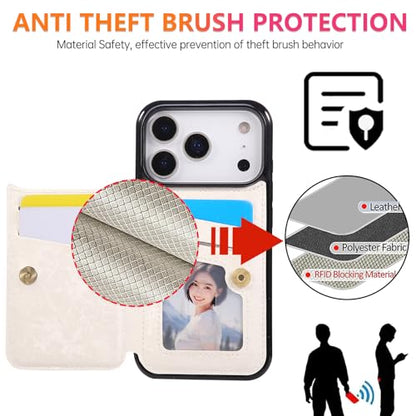 UEEBAI Wallet Case for iPhone 17 Pro Max with Card Holders, PU Leather Floral Cover Kickstand RFID Blocking Double Magnetic Clasp Rilievo Flower Flip Case for Women Girls - Blue Butterfly | PU Leather Cover, Kickstand, RFID Blocking, Double Magnetic Clasp
