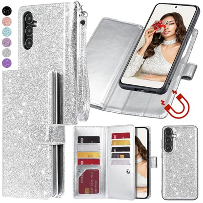 Varikke for Samsung Galaxy S25 Wallet Case Magnetic Detachable, Silver - color: Silver, size: Galaxy S25 6.2"