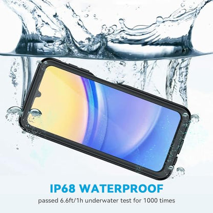 Lanhiem for Samsung Galaxy A15 5G Phone Case, IP68 Waterproof Dustproof Cover with Screen Protector, Heavy Duty Full Body Protective Case for Samsung Galaxy A15 5G, Black/Clear - color: Black