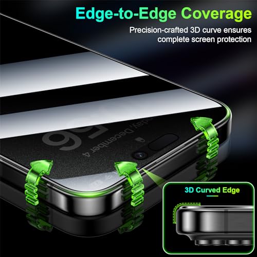 Esanik [2-Pack for iPhone 15 Pro Max 360° Privacy Screen Protector - 4-Way Anti-Spy Tempered Glass,Shatterproof, Anti-Peep, Scratch Resistant,Easy Installation Frame Included