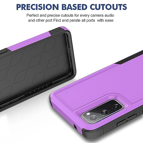 for Samsung S20 FE Case,[Military Grade Drop Tested] with HD Screen Protector,Dual Layer Protective Heavy Duty Cell Phone Cover Non-Slip Shockproof Rugged Case for Samsung Galaxy S20 FE (Purple) - color: Purple