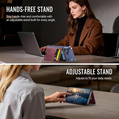 Strapurs Strong Magnetic Wallet Card Holder for MagSafe Phones and Cases, Slim PU Leather Detachable Phone Wallet with 6 Card Slots RFID Blocking for iPhone 17/16/15/14/13/12/Pro/Max/Plus – Burgundy - color: Burgundy