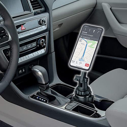 Magnetic Cup Holder Phone Mount – Universal Car Mount with Adjustable Base and Extendable Arm, Compatible with All Smartphones