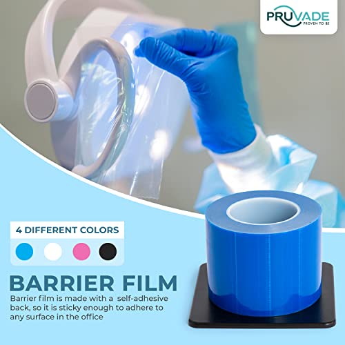 Blue Barrier Film 4” x 6” - Self Adhesive Protective Film | 1 Box, 1200 Sheets | Universal Dental Instruments Tape Protects Equipment, Makeup, Microblading, Home Surfaces, Roll & Dispenser Box - color: Blue
