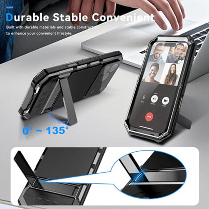 Simicoo Military Metal Heavy Duty Case Compatible with iPhone 17 Pro, Drop Protection Rugged Defender Metal Bumper Screws Phone Cover with Stand Gorilla Glass Camera Cover Full Body Dustproof Black - color: Black, size: iPhone 17 Pro