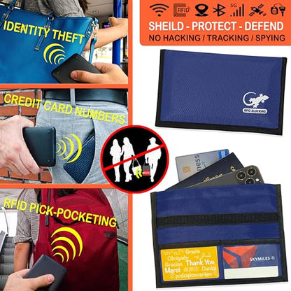 Gecko Travel Tech Faraday Bag Anti-Tracking GPS RFID Car Key Signal Blocker Wallet Shielding Pouch Protective Case for Cell Phone Car Key FOB, Data Privacy, Electronic Device Security (BLUE - NYLON) - color: BLUE - NYLON