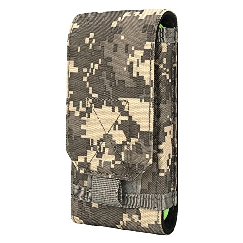 Tactical Molle Phone Holster Pouch, Universal Belt Waist Bag for iPhone 17 Pro Max/17 Pro/17/16 Pro Max/15 Pro Max/14 Pro Max/13/12, Samsung S25 Ultra/S24/S23, Size L - color: Gray Camo(1 Pack)