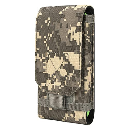 Tactical Molle Phone Holster Pouch, Universal Belt Waist Bag for iPhone 17 Pro Max/17 Pro/17/16 Pro Max/15 Pro Max/14 Pro Max/13/12, Samsung S25 Ultra/S24/S23, Size L - color: Gray Camo(1 Pack)