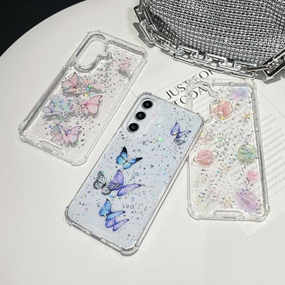 for Samsung Galaxy S26 Case, Bling Shockproof Cute Clear Butterfly Women Girly Flexible TPU Stars Sparkle Glitter Anti-Scratch Protective Phone Cover for Samsung Galaxy S26, Clear - size: for Samsung Galaxy S26