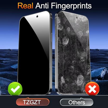 TZGZT Privacy Screen Protector for iPhone 17, Tempered Glass, Case Friendly - color: iPhone 17-3Pack-Black