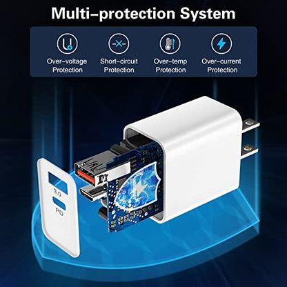 5 Pack USB C Wall Charger Block Dual Port Fast Charging Bulk - color: white