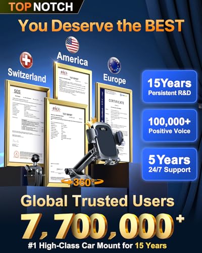 HTU 2026 Ultimate Best【True Military-Grade & Safety Cert】 Car Phone Holder - color: Deep Black