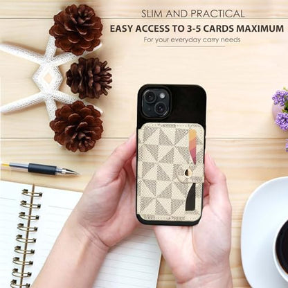 M-Plateau Phone Wallet Stick on for Cases, Sticky Wallet for Back of Phone - color: off White