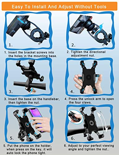 2026 Upgraded Bike Phone Mount, Easy Install and Quick Release Bicycle - Motorcycle Handlebar Phone Mount, Bike Phone Holder for iPhone and More 4.7-6.8 inch Cell Phone - size: Handlebar