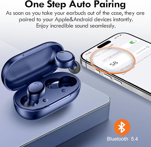 Lanteso True Wireless Earbuds Bluetooth 5.4, in Ear Headphones - color: Blue
