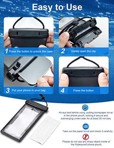 wellhouse 3D Waterproof Phone Pouch with Lanyard,Premium TPU100FT Deep Waterproof Phone Case for iPhone 17 16 15 14 13 12 Pro Max XS Samsung,Snorkeling, Surfing, Kayaking,Skiing,Hot Springs - color: 1 Pack - Duke Black7.0"