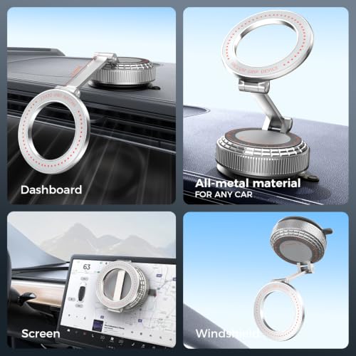 Metal Magnetic Car Phone Holder for Magsafe Phone, Silver - color: Silver