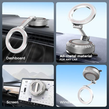 Metal Magnetic Car Phone Holder for Magsafe Phone, Silver - color: Silver