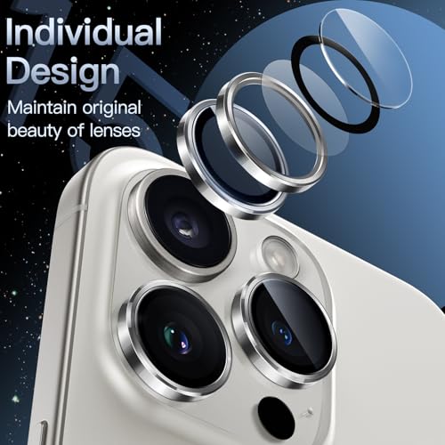 JETech Camera Lens Protector for iPhone 15 Pro/15 Pro Max, White, 1 Set - color: White