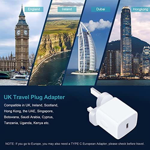 Universal Travel Adapter,US to UK Plug Adapter,2-Pack Fast 20W International Plug Adapter USB C Wall Charger Converter for iPhone 17 16 15 14 13 12 11 Pro Max XR XS X,Samsung Galaxy A17,Google Pixel - color: Grey