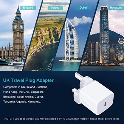 Universal Travel Adapter,US to UK Plug Adapter,2-Pack Fast 20W International Plug Adapter USB C Wall Charger Converter for iPhone 17 16 15 14 13 12 11 Pro Max XR XS X,Samsung Galaxy A17,Google Pixel - color: Grey