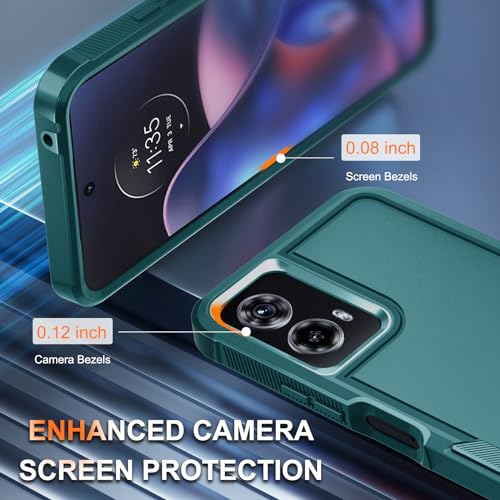 Case Compatible with Moto G 5G 2024, Full Body Heavy Duty Rugged Shockproof Protective Phone Cover with Lanyard Strap, Tempered Glass Screen Protector, Dark Green | with Tempered Glass Screen Protector+Lanyard Strap,Rugged Shockproof Protective Phone Case