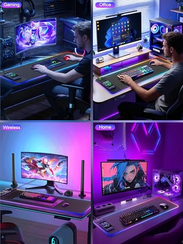 Mouse Pad with 15W Wireless Charging, RGB Gaming Desk Mat, 31.5"x11.8" - color: Rgb Left-touch Control-31.5"x11.8"