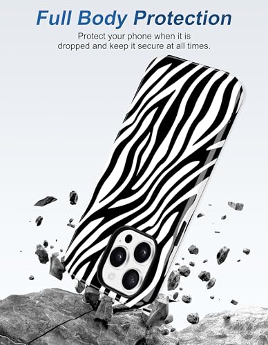 Jusy Magnetic Zebra Phone Case for iPhone 17 Pro Max,Black | Compatible with MagSafe, Cute Aesthetic Zebra Design, TPU and PC Protective Shockproof Cover - color: Black