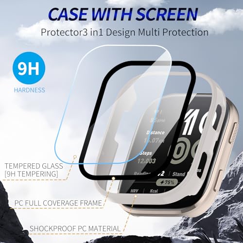 2 Pack for Amazfit Bip 6 Screen Protector Case - color: Beige+Beige