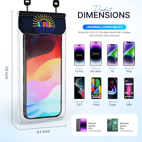 C&K GLOBAL Korean IP68 Waterproof Phone Pouch - Aloha-Inspired Dry Bag Case for iPhone 17 16 15 14 Pro & Galaxy S26 S25 S24 - Made in Korea, Universal Waterproof Case with Detachable Lanyard (Black) - color: Black