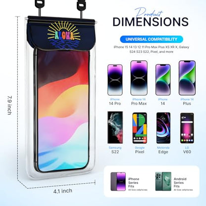 C&K GLOBAL Korean IP68 Waterproof Phone Pouch - Aloha-Inspired Dry Bag Case for iPhone 17 16 15 14 Pro & Galaxy S26 S25 S24 - Made in Korea, Universal Waterproof Case with Detachable Lanyard (Black) - color: Black