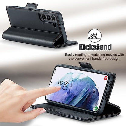 japezop Case Compatible with Samsung Galaxy S21,Galaxy S21 5G Wallet Case with Card Holder RFID Blocking Kickstand Magnetic,Leather Flip Case for Galaxy S21 5G 6.2 Inch (Fashion Black) - color: Fashion Black, size: S21 5G 6.2"
