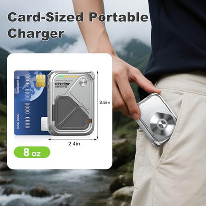 P05 Portable Charger, Magnetic Power Bank, Small Wireless PowerBank, Battery Pack10000mAh Travel Essentials Fast Charging with Built in Cable, Foldable Wall Plug for iPhone,Andriod（Metal Material） - color: Silver