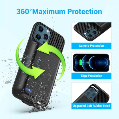 13800mAh High Capacity Battery Case for iPhone 12, 12 Pro (6.1 inch) | 2026 Upgraded Battery Pack Rechargeable Charger External Charging Case with Tempered Glass Screen Protector Black - size: iPhone 12,12 Pro (6.1 inch)