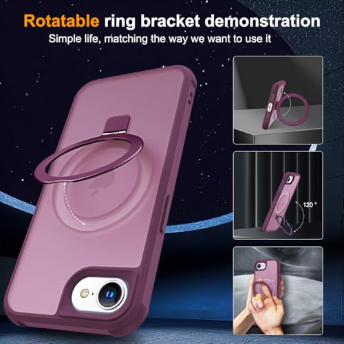 SKYLMW Compatible with iPhone 16e/17e Case with Stand,Wine Red | iPhone 16e Case iPhone 17e Case 6.1",Magnetic Ring Stand,Compatible with MagSafe,Military-Grade Protection,Great Grip Feeling - color: Wine Red, size: Iphone 16e & Iphone 17e