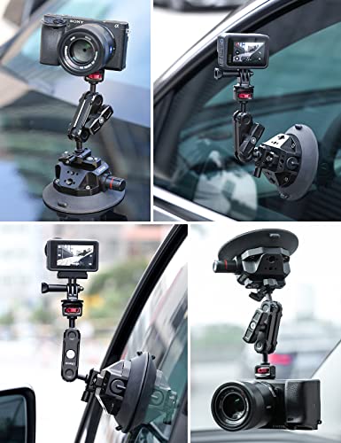Ulanzi SC-02 Heavy-Duty Suction Cup Mount for Camera/Accessory (4.5"), Pump-actived Vacuum Camera Suction Cup Mount for Action Cameras w Quick Release NATO Magic Arm Car Boat Windshield Window Mount - color: SC-02