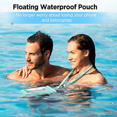 CACOE Floatable Waterproof Phone Pouch 2 Pack Up to 7.0",Black+Green | Floatable, IPX8 Waterproof Phone Case,Adjustable Lanyard,Dry Bags for Beach/Cruise/Travel/Camping/Kayak/Vacation Essentials - color: Black+Green
