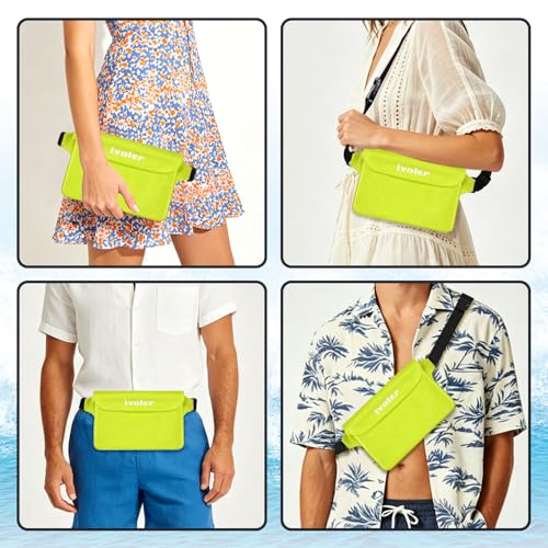 ivoler 2-Pack Waterproof Fanny Pack & Phone Pouch, Dry Bag for Passport, Phone & Wallet, Floating Waterproof Phone Case for Beach, Swimming, Kayaking, Boating, Cruise Essentials & Travel - color: Lime Green & Neon Lime