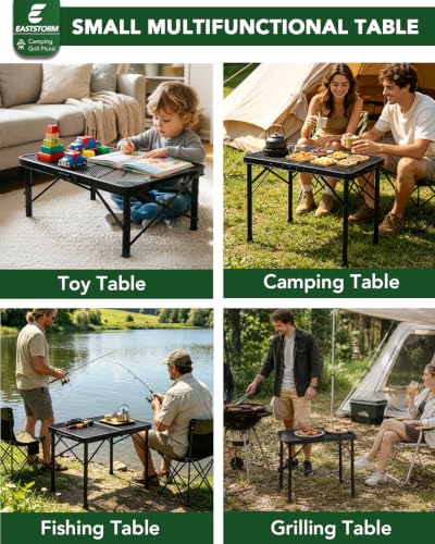 2 Ft Folding Camping Table, Adjustable Height 10.6-22 in, Small Grill Table - color: Black, size: 2FT-Small